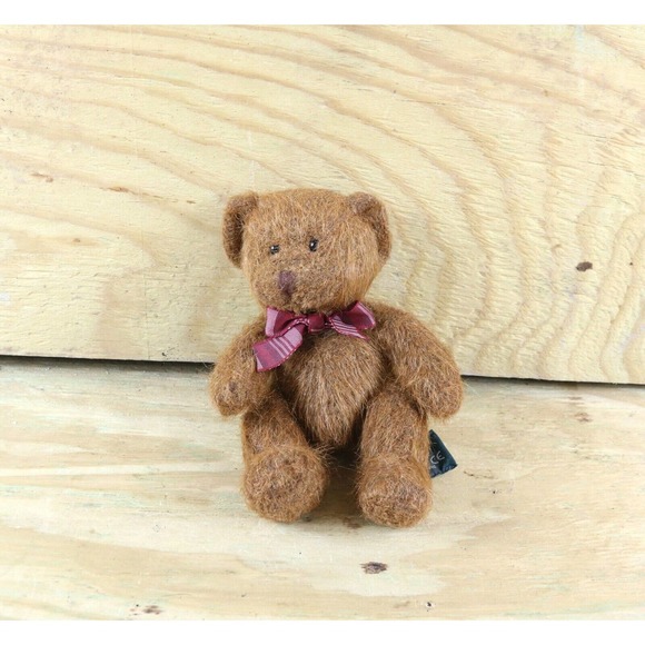 RUSS PLUSH Cameron Mohair Brown Teddy Bear 5.5" Mini Vintage Stuffed Animal - Picture 1 of 5